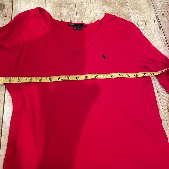 Ralph Lauren Polo Sport V-neck 3/4 Sleeve Tee Shirt in Red Size Large - Picture 6 of 8